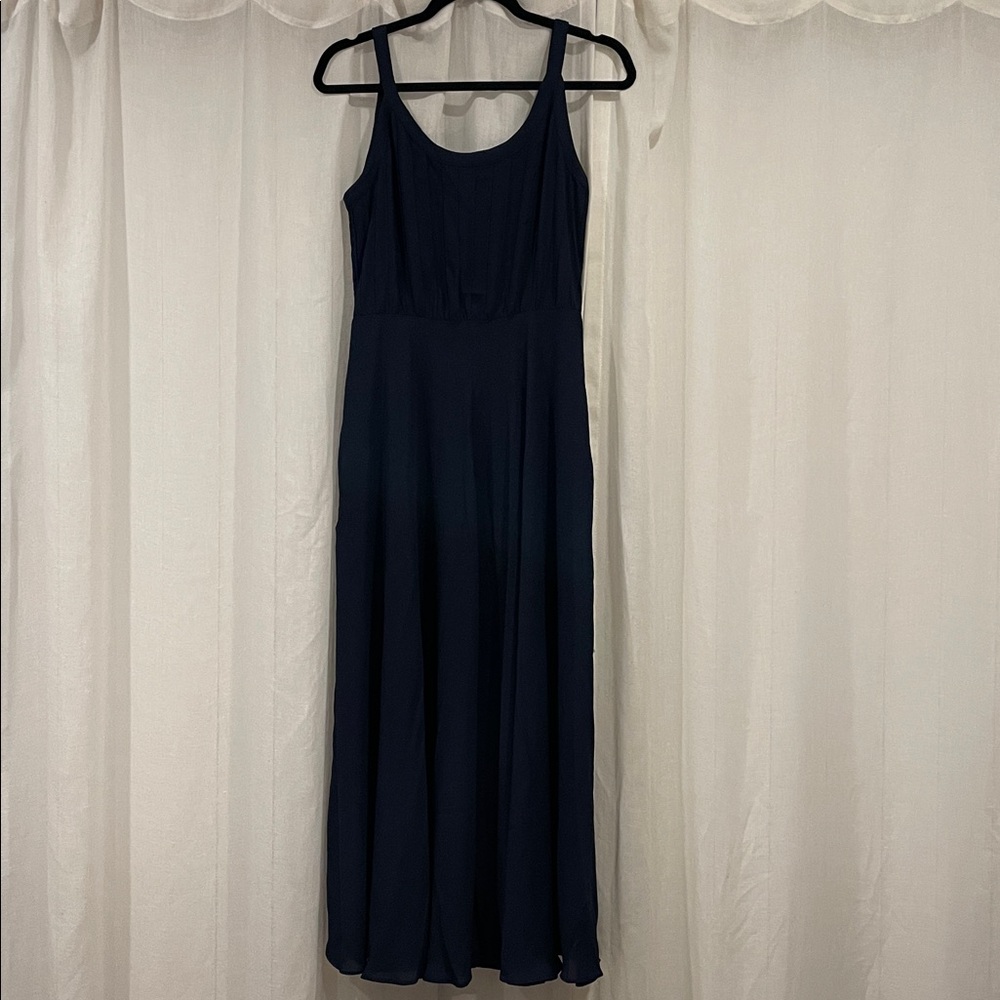Banana Republic Factory Scoop-Neck Midi Dress in Navy